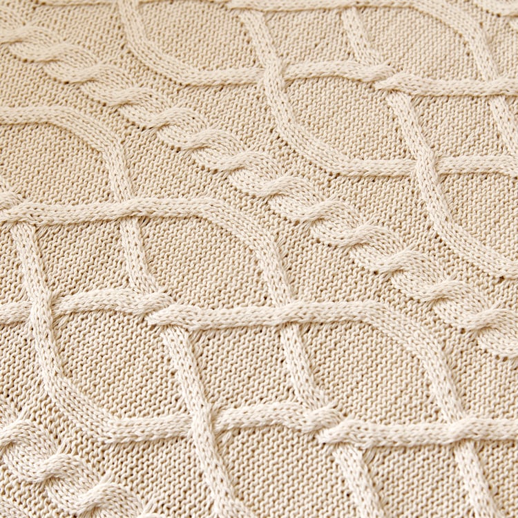 Alchemy Coconut Cotton Cable Knit Single Throw