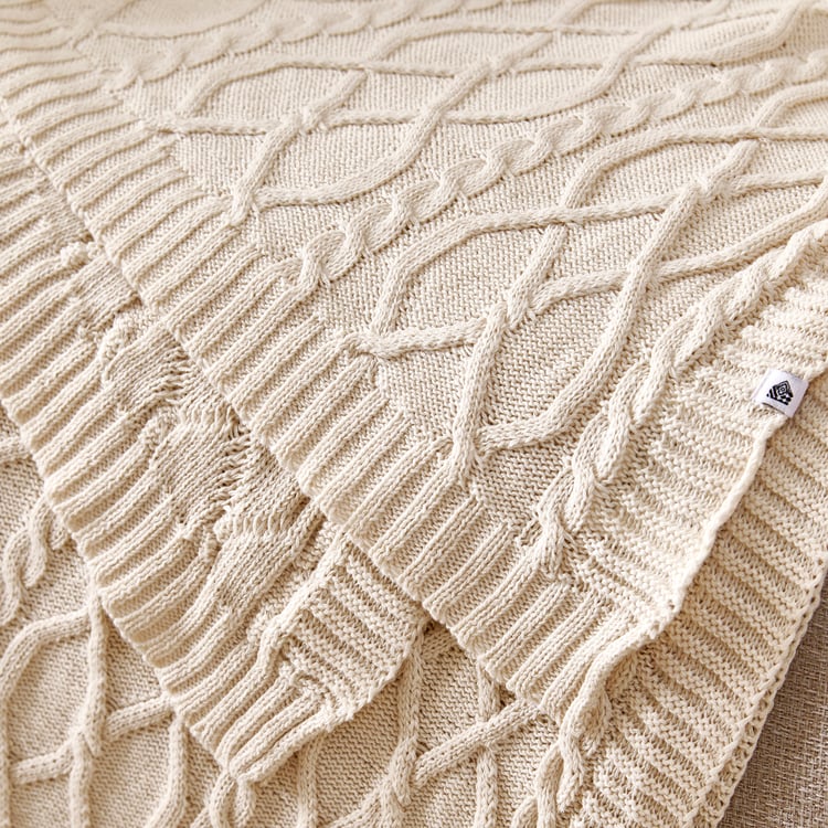Alchemy Coconut Cotton Cable Knit Single Throw