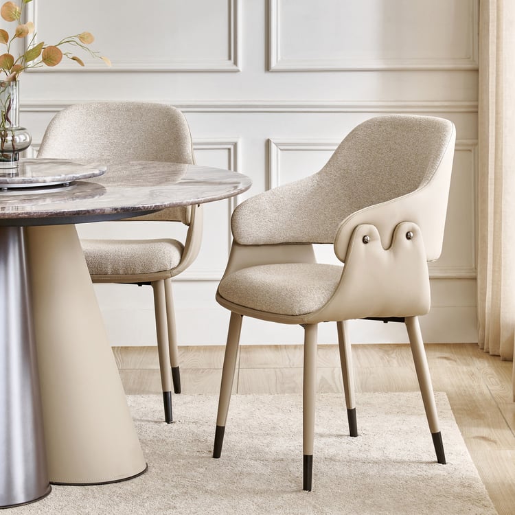 Clair De Lune Set of 2 Fabric Dining Chairs - Beige