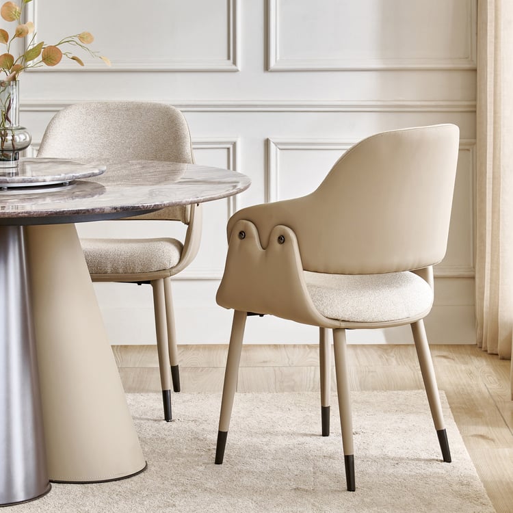 Clair De Lune Set of 2 Fabric Dining Chairs - Beige