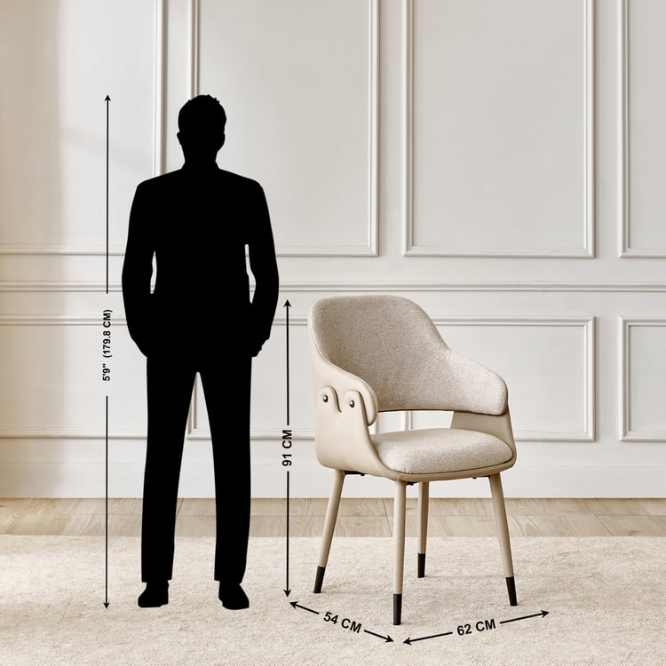 Clair De Lune Set of 2 Fabric Dining Chairs - Beige