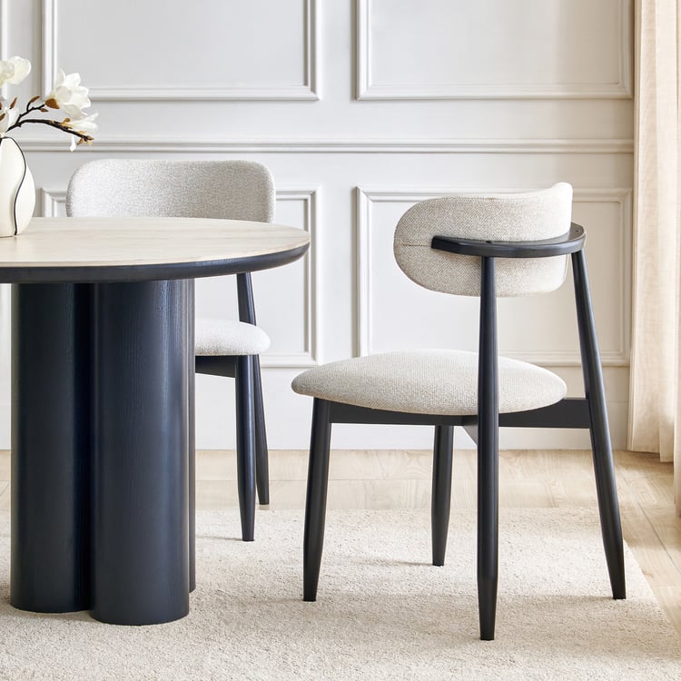 Saga Set of 2 Fabric Dining Chairs - Off White