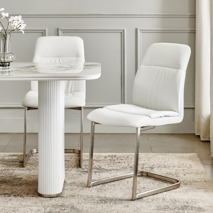 Sophia NXT Set of 2 Faux Leather Dining Chairs - White