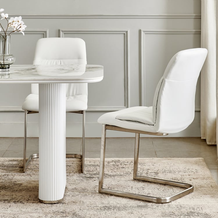 Sophia NXT Set of 2 Faux Leather Dining Chairs - White