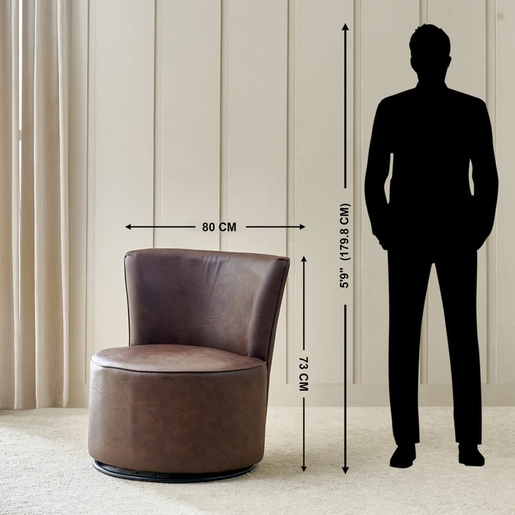 Noa Faux Leather Rotating Accent Chair - Brown