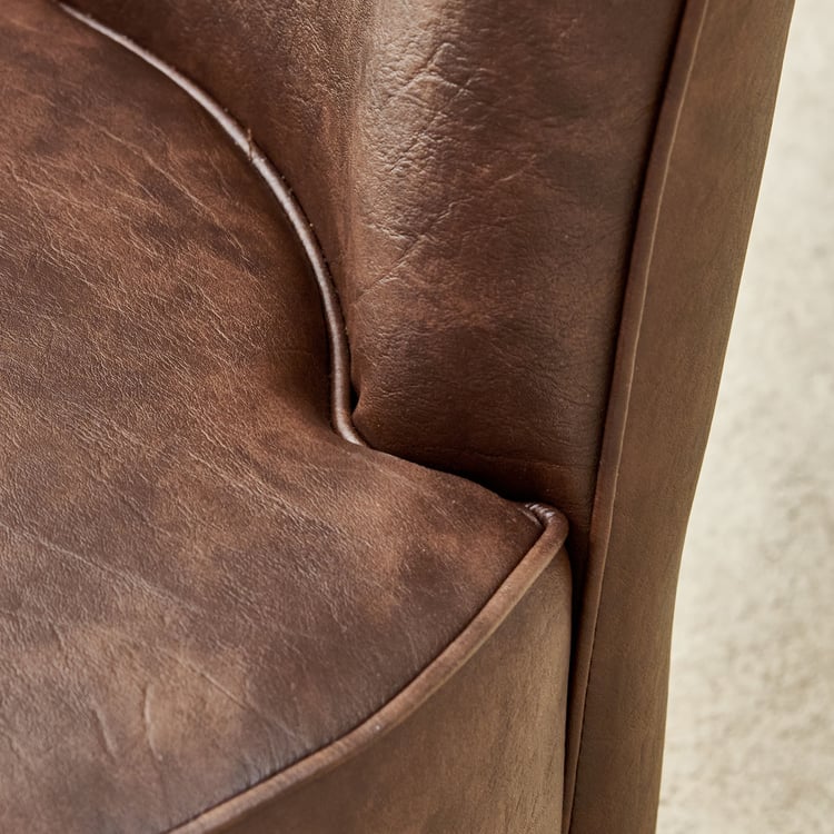 Noa Faux Leather Rotating Accent Chair - Brown