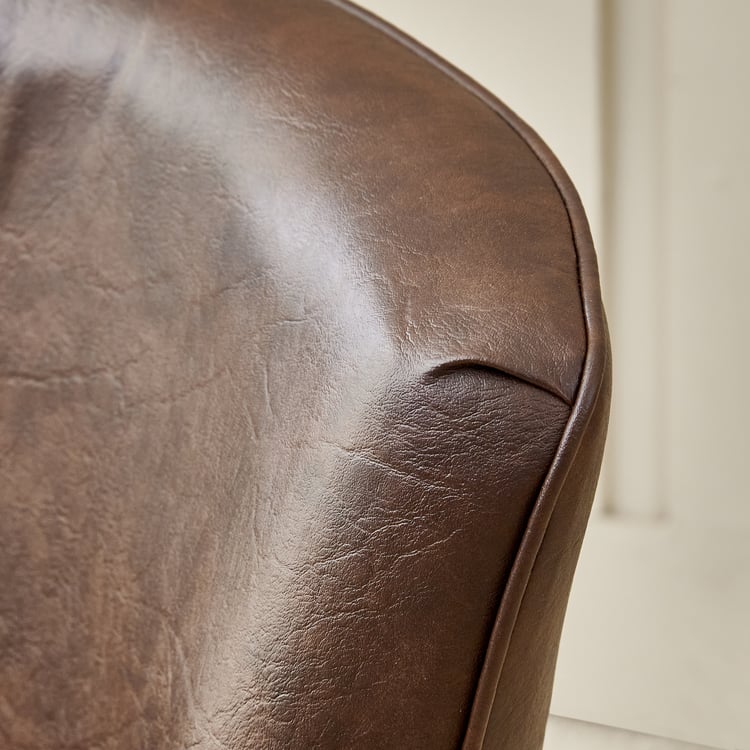 Noa Faux Leather Rotating Accent Chair - Brown