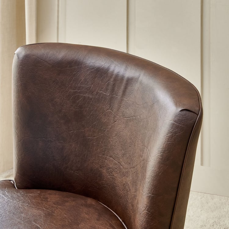 Noa Faux Leather Rotating Accent Chair - Brown