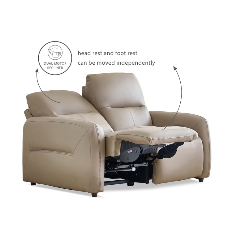 Etowah Half Leather 2-Seater Electric Recliner - Brown