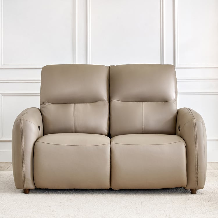 Etowah Half Leather 2-Seater Electric Recliner - Brown