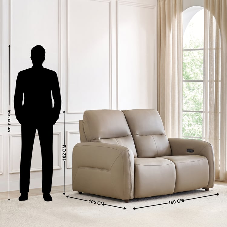 Etowah Half Leather 2-Seater Electric Recliner - Brown