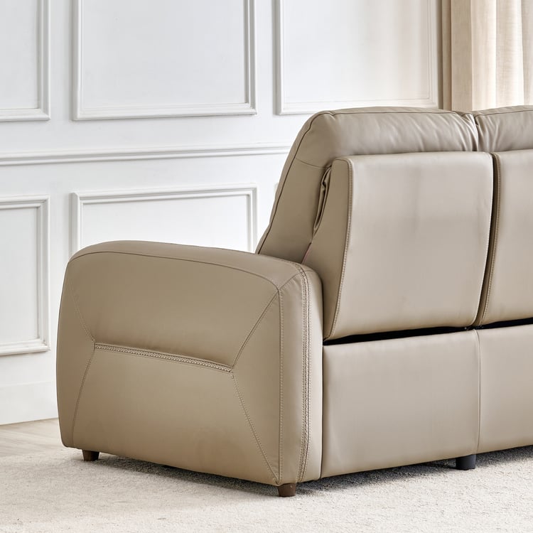 Etowah Half Leather 2-Seater Electric Recliner - Brown