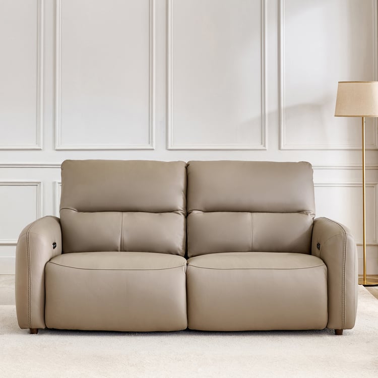 Etowah Half Leather 3-Seater Electric Recliner - Brown