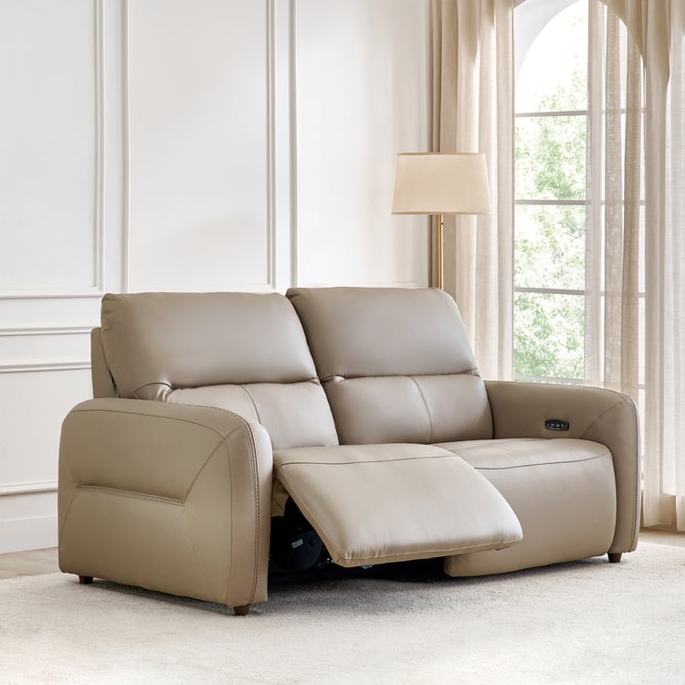 Etowah Half Leather 3-Seater Electric Recliner - Brown