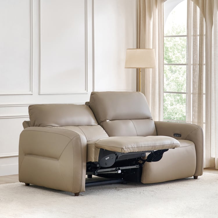 Etowah Half Leather 3-Seater Electric Recliner - Brown