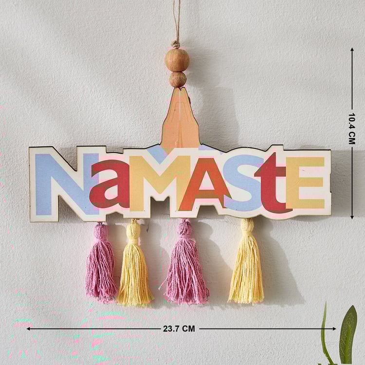 Garnet Interior Wooden Namaste Hanging Wall Accent