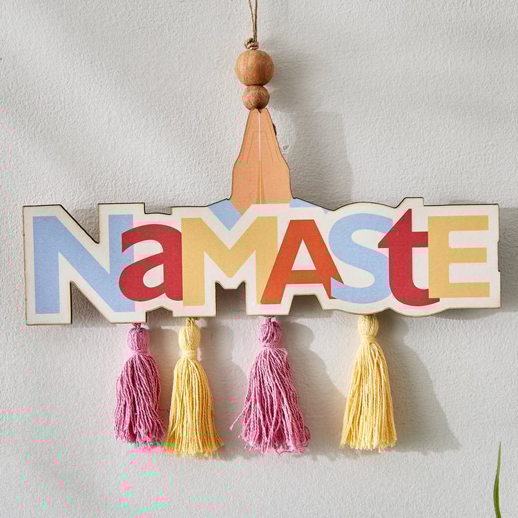 Garnet Interior Wooden Namaste Hanging Wall Accent