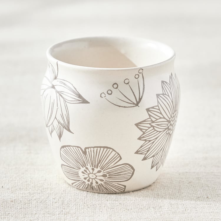 Corsica Flores Stoneware Floral Print Kulhad - 180ml
