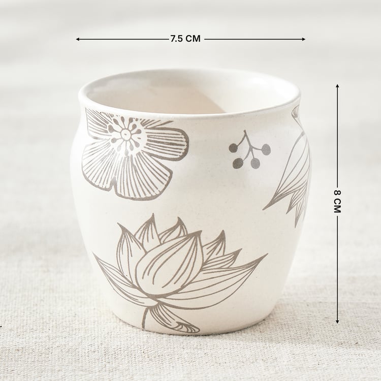 Corsica Flores Stoneware Floral Print Kulhad - 180ml