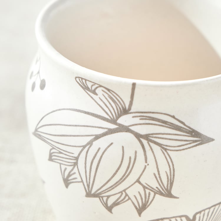 Corsica Flores Stoneware Floral Print Kulhad - 180ml