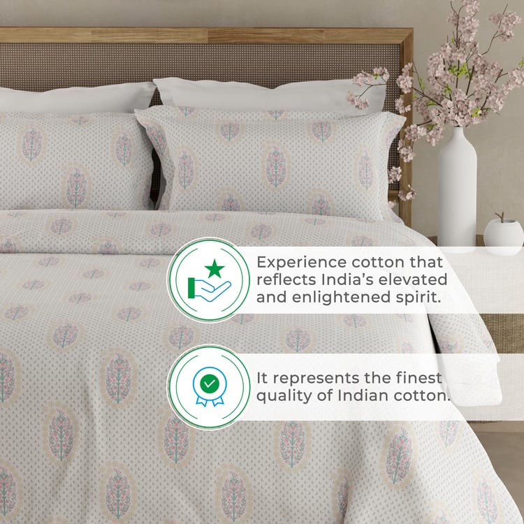 BOUTIQUE LIVING Indo Musk Kasturi Cotton 200TC Floral Print 3Pcs Super King Bedsheet Set