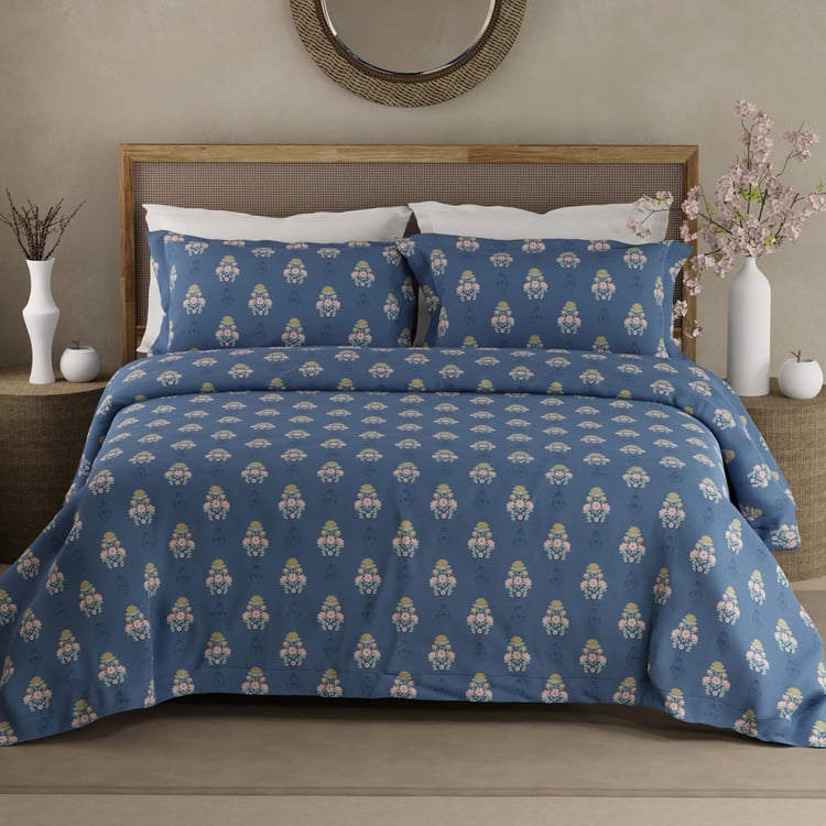 BOUTIQUE LIVING Indo Musk Kasturi Cotton 200TC Floral Print 3Pcs Super King Bedsheet Set
