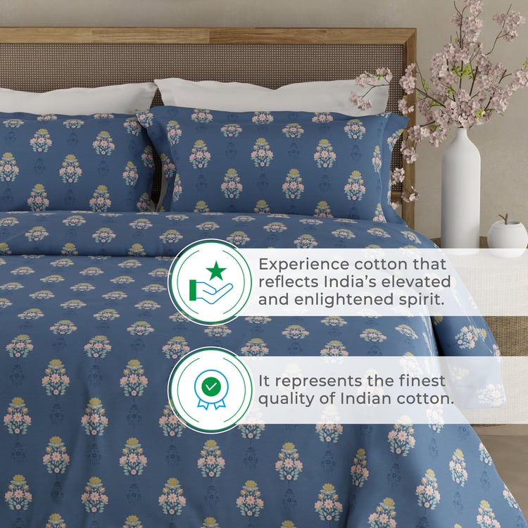 BOUTIQUE LIVING Indo Musk Kasturi Cotton 200TC Floral Print 3Pcs Super King Bedsheet Set