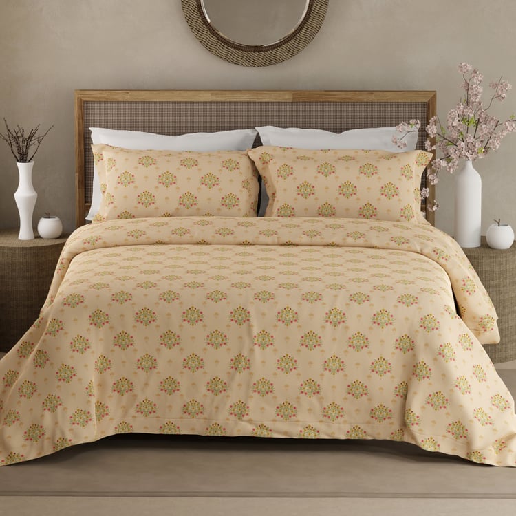 BOUTIQUE LIVING Indo Musk Kasturi Cotton 200TC Floral Print 3Pcs Super King Bedsheet Set