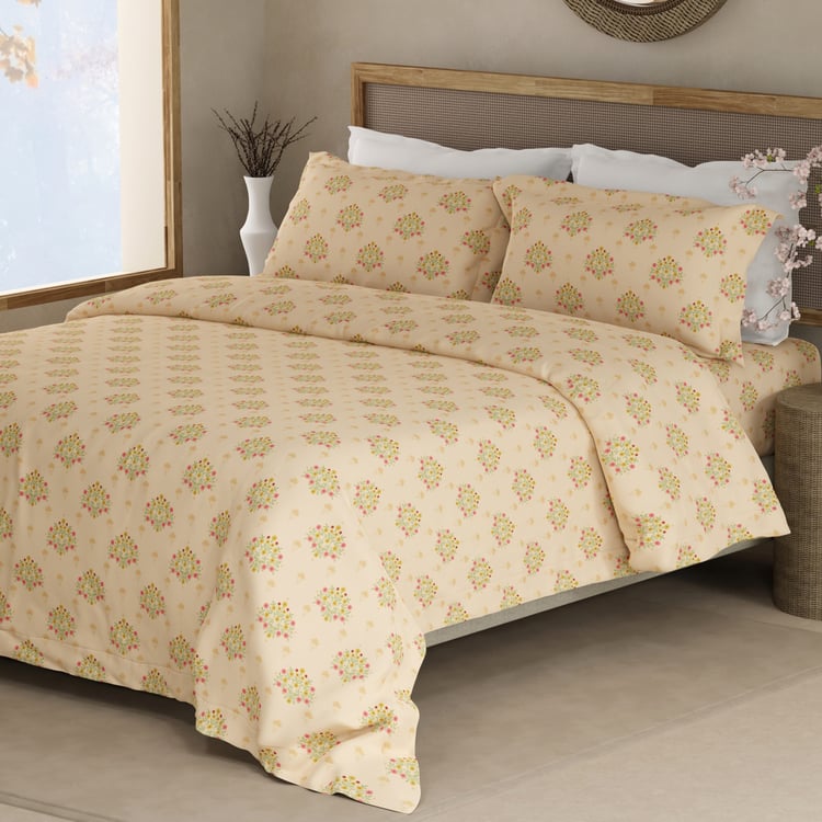 BOUTIQUE LIVING Indo Musk Kasturi Cotton 200TC Floral Print 3Pcs Super King Bedsheet Set