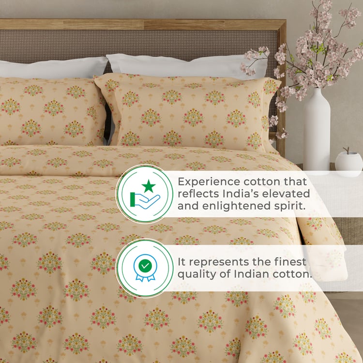 BOUTIQUE LIVING Indo Musk Kasturi Cotton 200TC Floral Print 3Pcs Super King Bedsheet Set