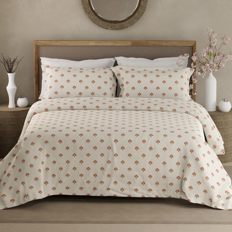 BOUTIQUE LIVING Indo Musk Kasturi Cotton 200TC Ethnic Print 3Pcs Super King Bedsheet Set