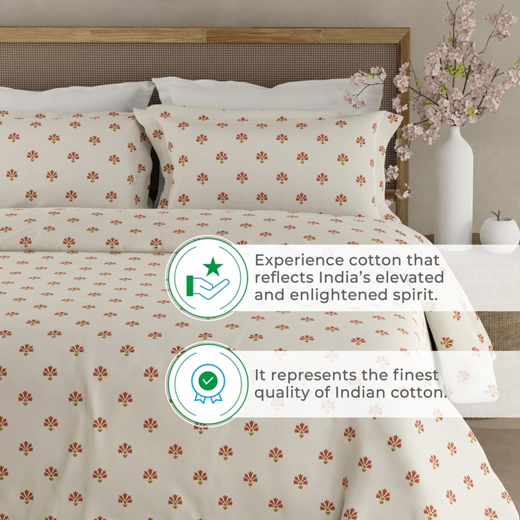 BOUTIQUE LIVING Indo Musk Kasturi Cotton 200TC Ethnic Print 3Pcs Super King Bedsheet Set