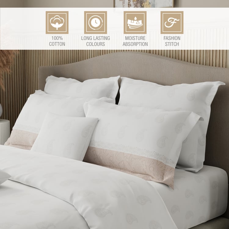 BOUTIQUE LIVING Royal Essence Cotton 400TC Ethnic Print 7Pcs Super King Bedsheet Set
