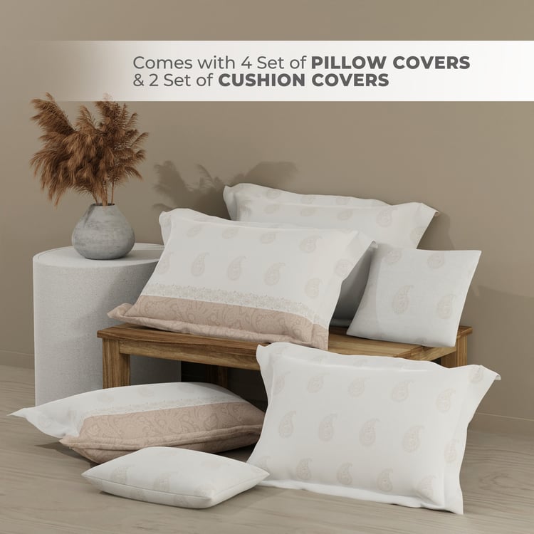 BOUTIQUE LIVING Royal Essence Cotton 400TC Ethnic Print 7Pcs Super King Bedsheet Set