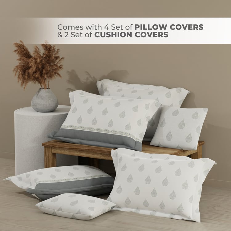 BOUTIQUE LIVING Royal Essence Cotton 400TC Ethnic Print 7Pcs Super King Bedsheet Set