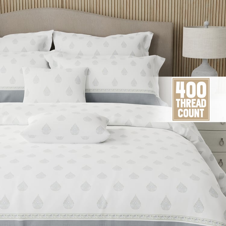 BOUTIQUE LIVING Royal Essence Cotton 400TC Ethnic Print 7Pcs Super King Bedsheet Set