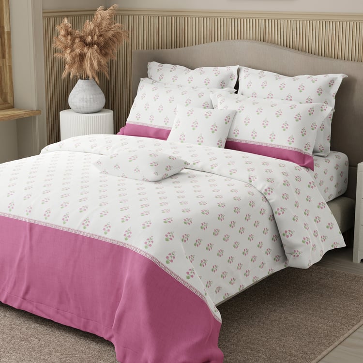 BOUTIQUE LIVING Royal Essence Cotton 400TC Floral Print 7Pcs Super King Bedsheet Set