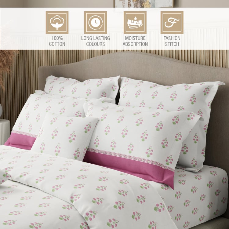 BOUTIQUE LIVING Royal Essence Cotton 400TC Floral Print 7Pcs Super King Bedsheet Set