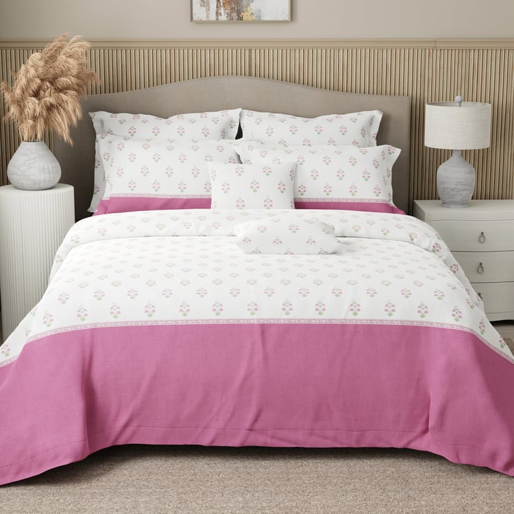 BOUTIQUE LIVING Royal Essence Cotton 400TC Floral Print 7Pcs Super King Bedsheet Set