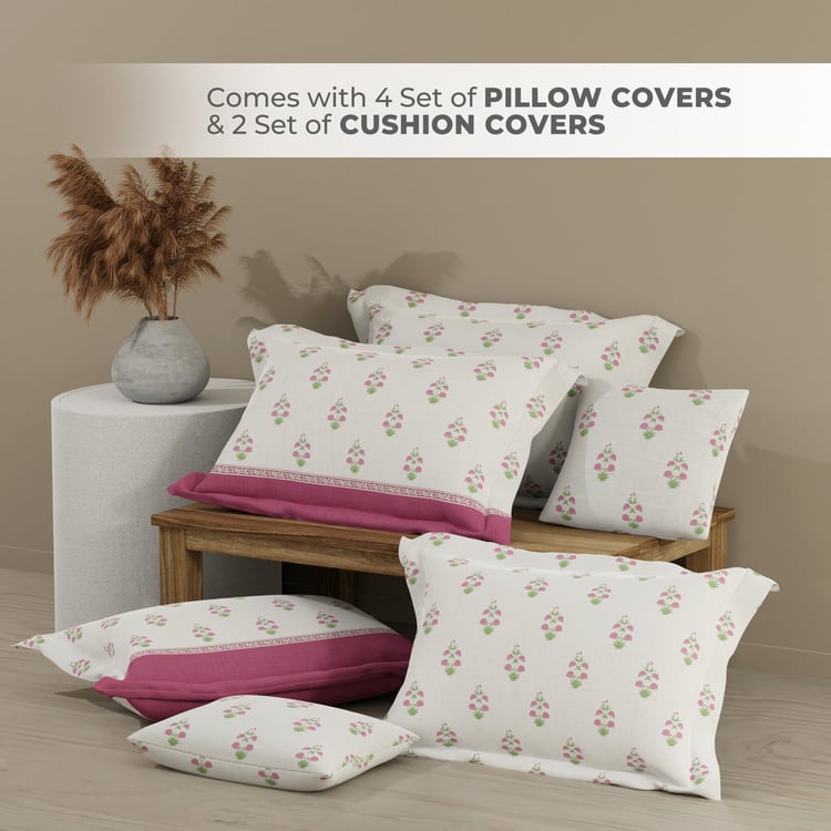 BOUTIQUE LIVING Royal Essence Cotton 400TC Floral Print 7Pcs Super King Bedsheet Set