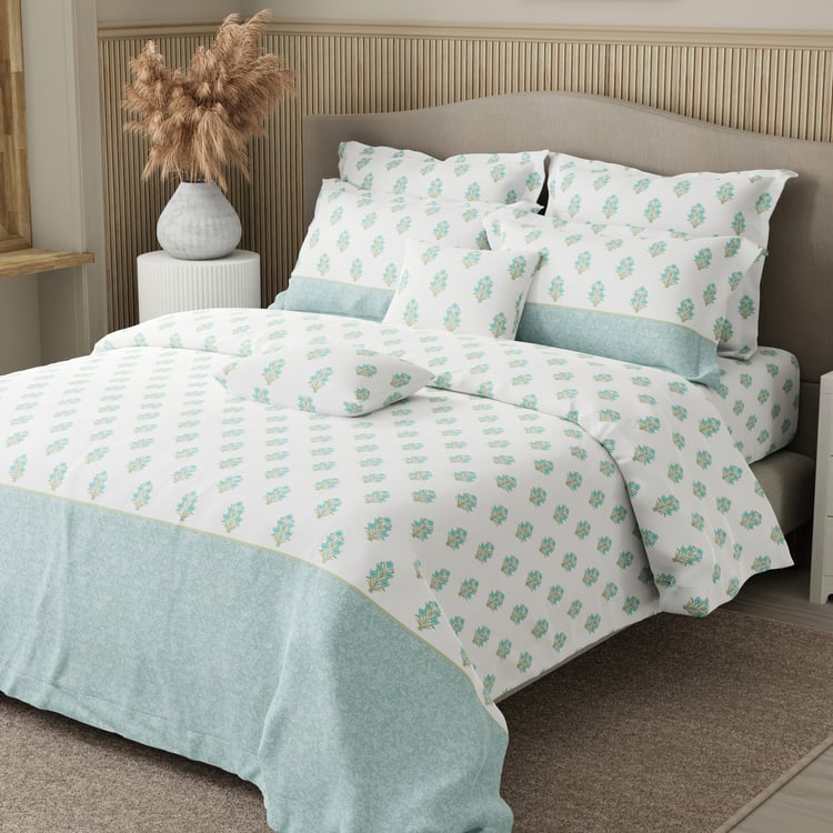 BOUTIQUE LIVING Royal Essence Cotton 400TC Ethnic Print 7Pcs Super King Bedsheet Set