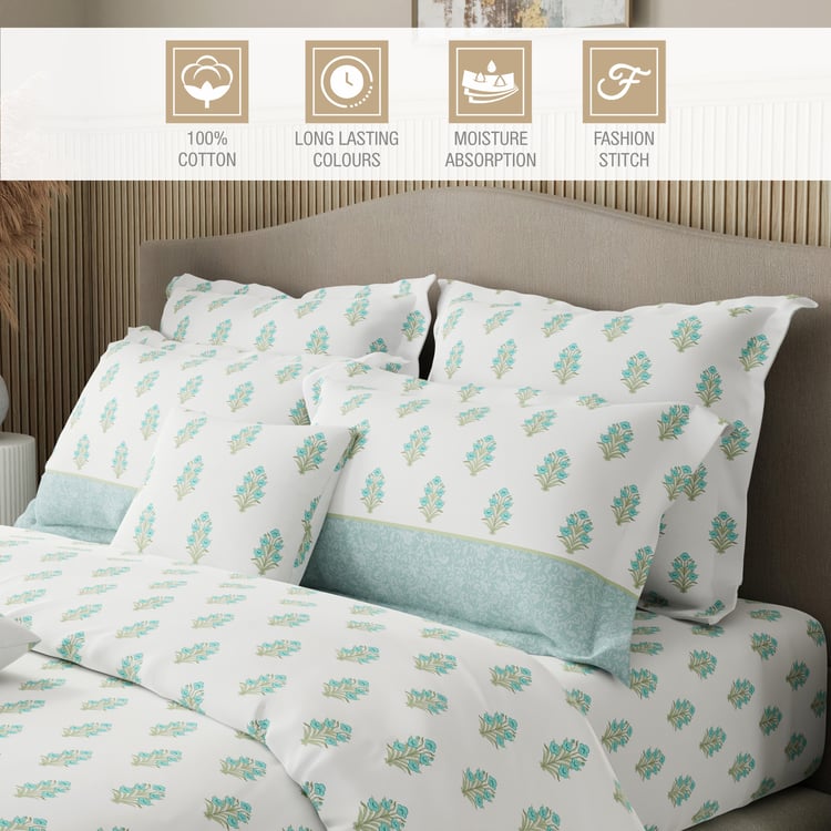 BOUTIQUE LIVING Royal Essence Cotton 400TC Ethnic Print 7Pcs Super King Bedsheet Set
