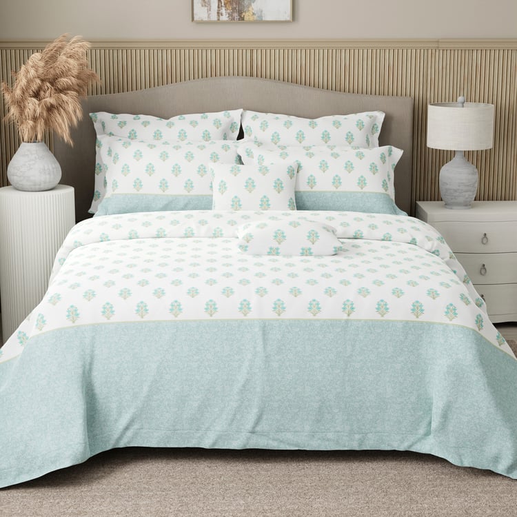 BOUTIQUE LIVING Royal Essence Cotton 400TC Ethnic Print 7Pcs Super King Bedsheet Set