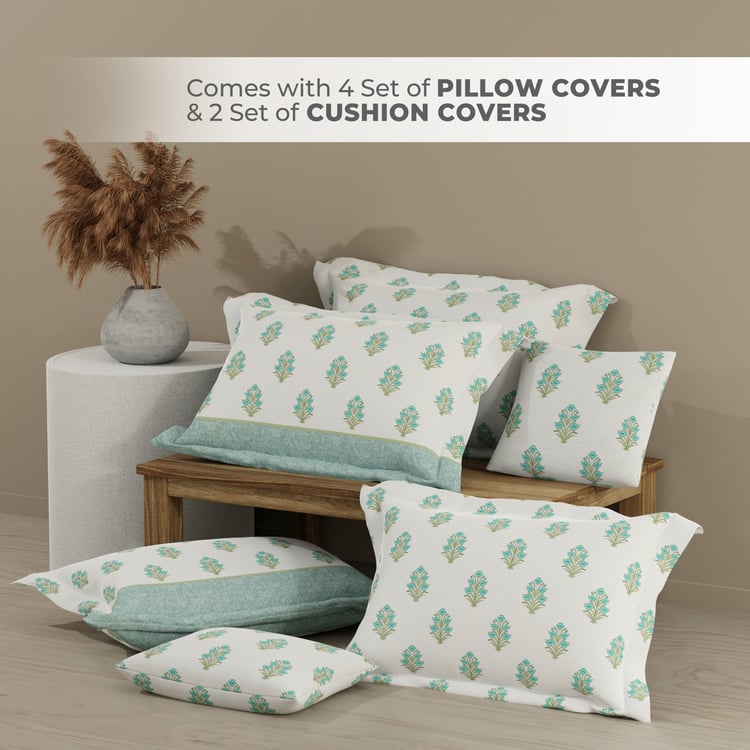 BOUTIQUE LIVING Royal Essence Cotton 400TC Ethnic Print 7Pcs Super King Bedsheet Set