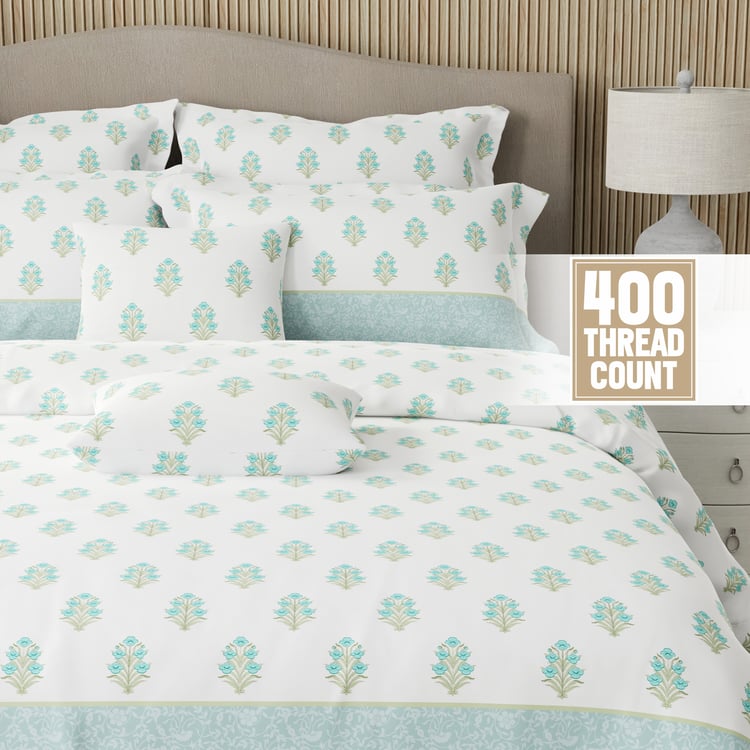 BOUTIQUE LIVING Royal Essence Cotton 400TC Ethnic Print 7Pcs Super King Bedsheet Set
