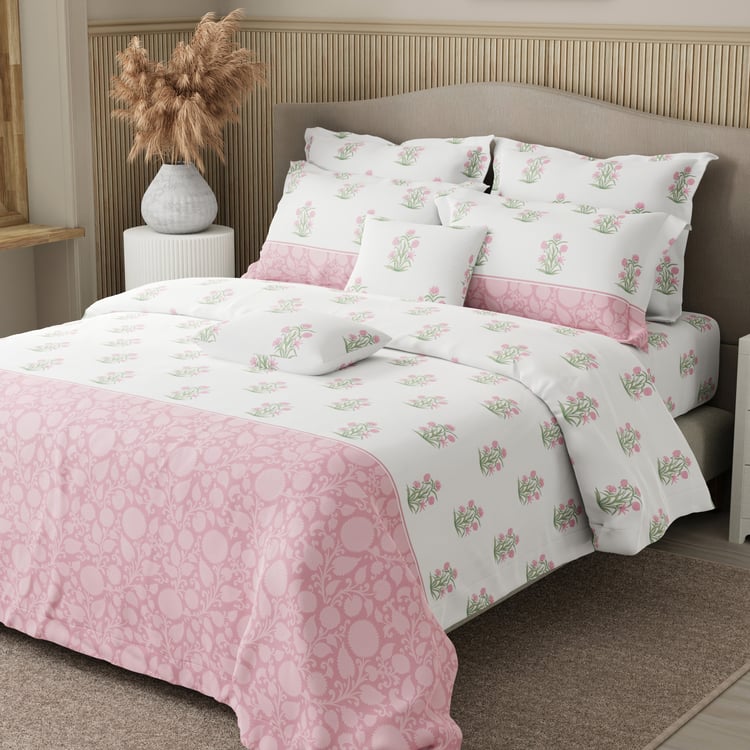 BOUTIQUE LIVING Royal Essence Cotton 400TC Floral Print 7Pcs Super King Bedsheet Set