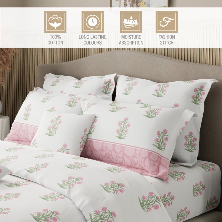 BOUTIQUE LIVING Royal Essence Cotton 400TC Floral Print 7Pcs Super King Bedsheet Set