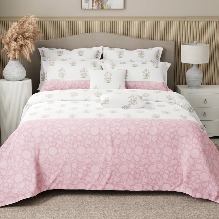 BOUTIQUE LIVING Royal Essence Cotton 400TC Floral Print 7Pcs Super King Bedsheet Set