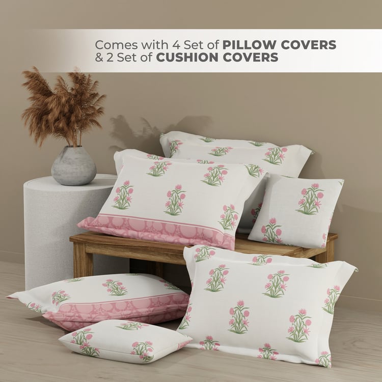 BOUTIQUE LIVING Royal Essence Cotton 400TC Floral Print 7Pcs Super King Bedsheet Set