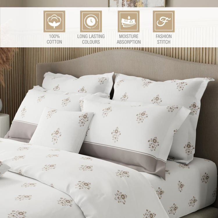 BOUTIQUE LIVING Royal Essence Cotton 400TC Floral Print 7Pcs Super King Bedsheet Set